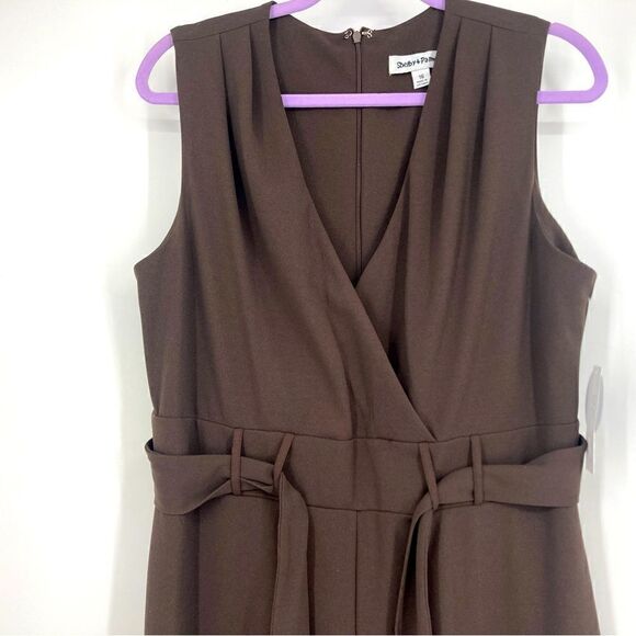 NWT Shelby&Palmer Split Flare Leg Jumpsuit Hot Fudge Color Size 16 - Picture 3 of 9